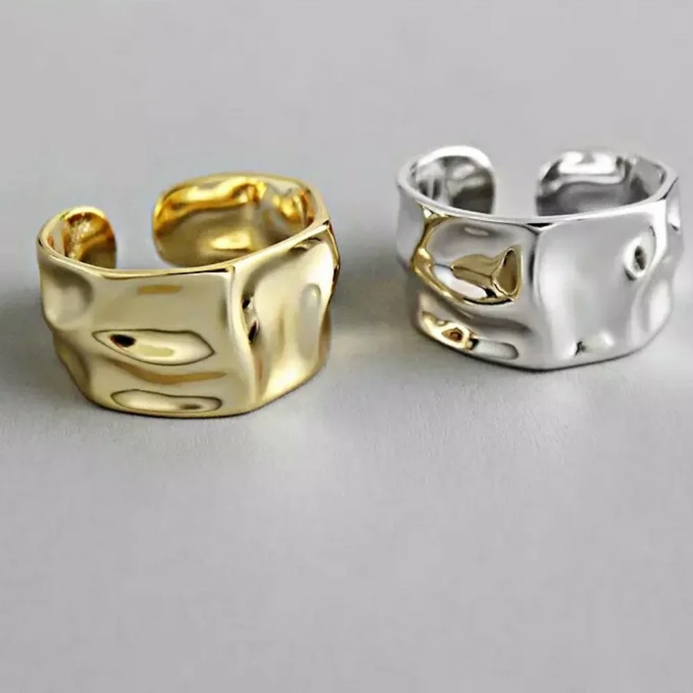 NEW Thick 18k Gold Hammered Adujstable Band Ring - Picture 8 of 11